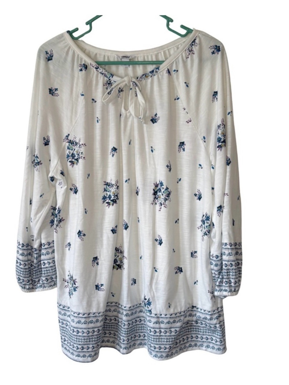 Sonoma White and Blue Floral Long Sleeve Tunic